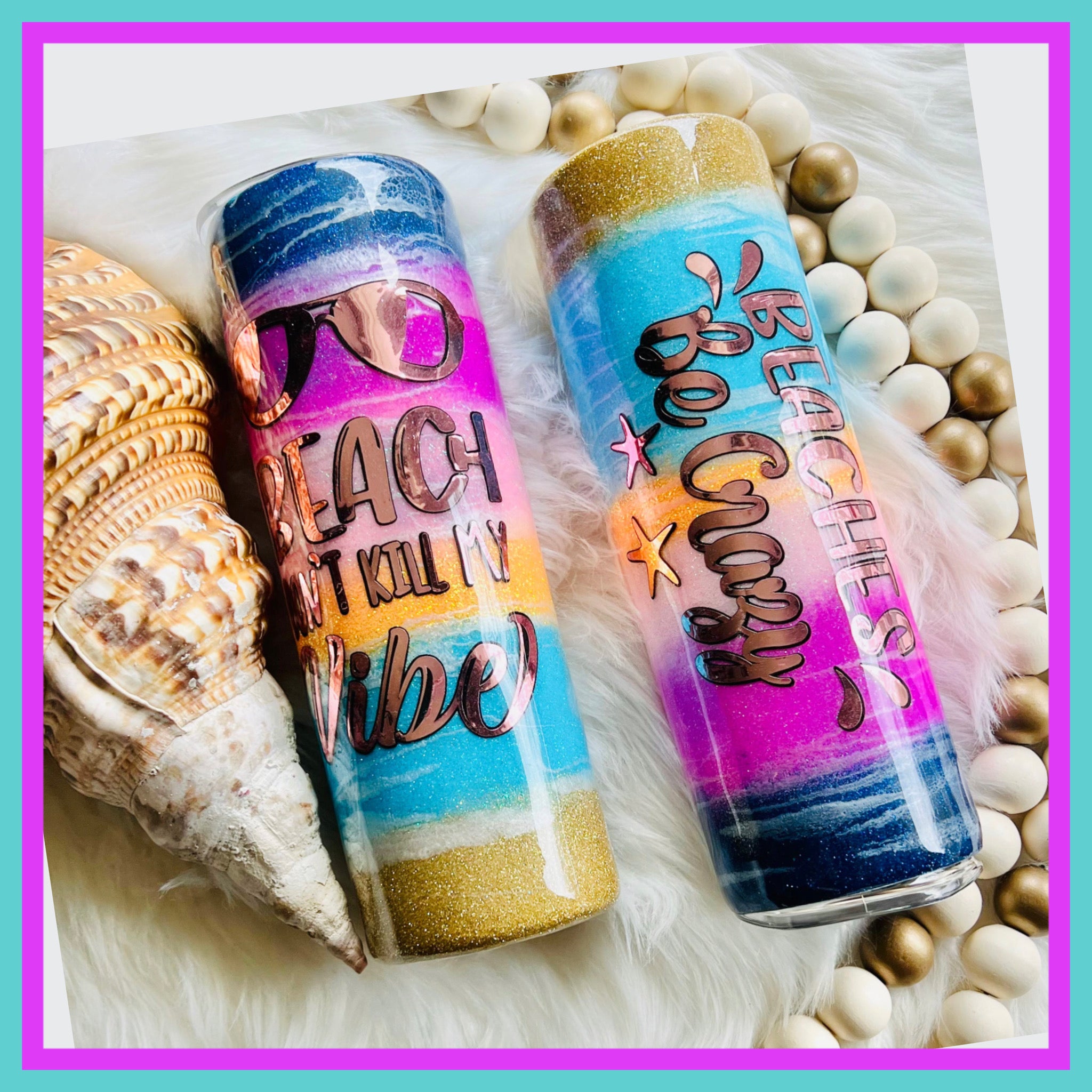 30oz custom Glitter Beach Theme Little Mermaid Tumbler